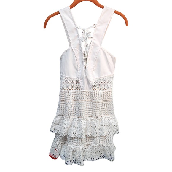 Luxxel Guipure Tiered White Dress M - Picture 1 of 4